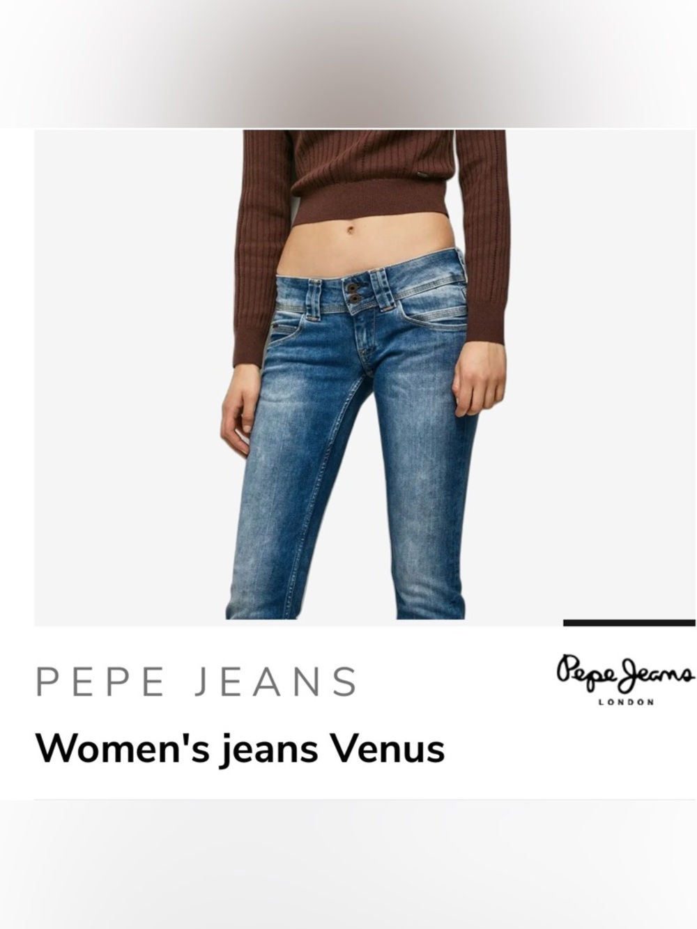 Pepe Jeans VENUS Women's low rise Y2K Skinny Jeans in Medium Blue Wash